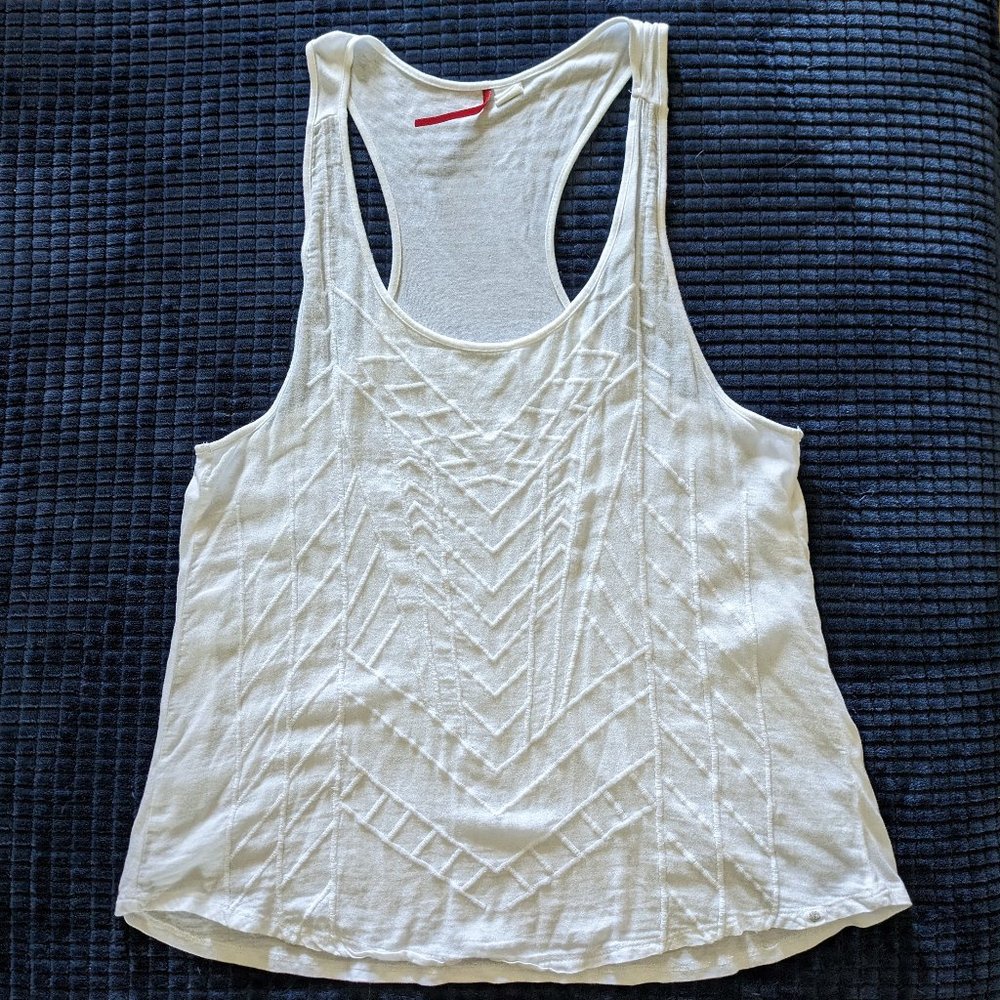 Element white embroidered viscose/cotton boho racerback top Sz M/L